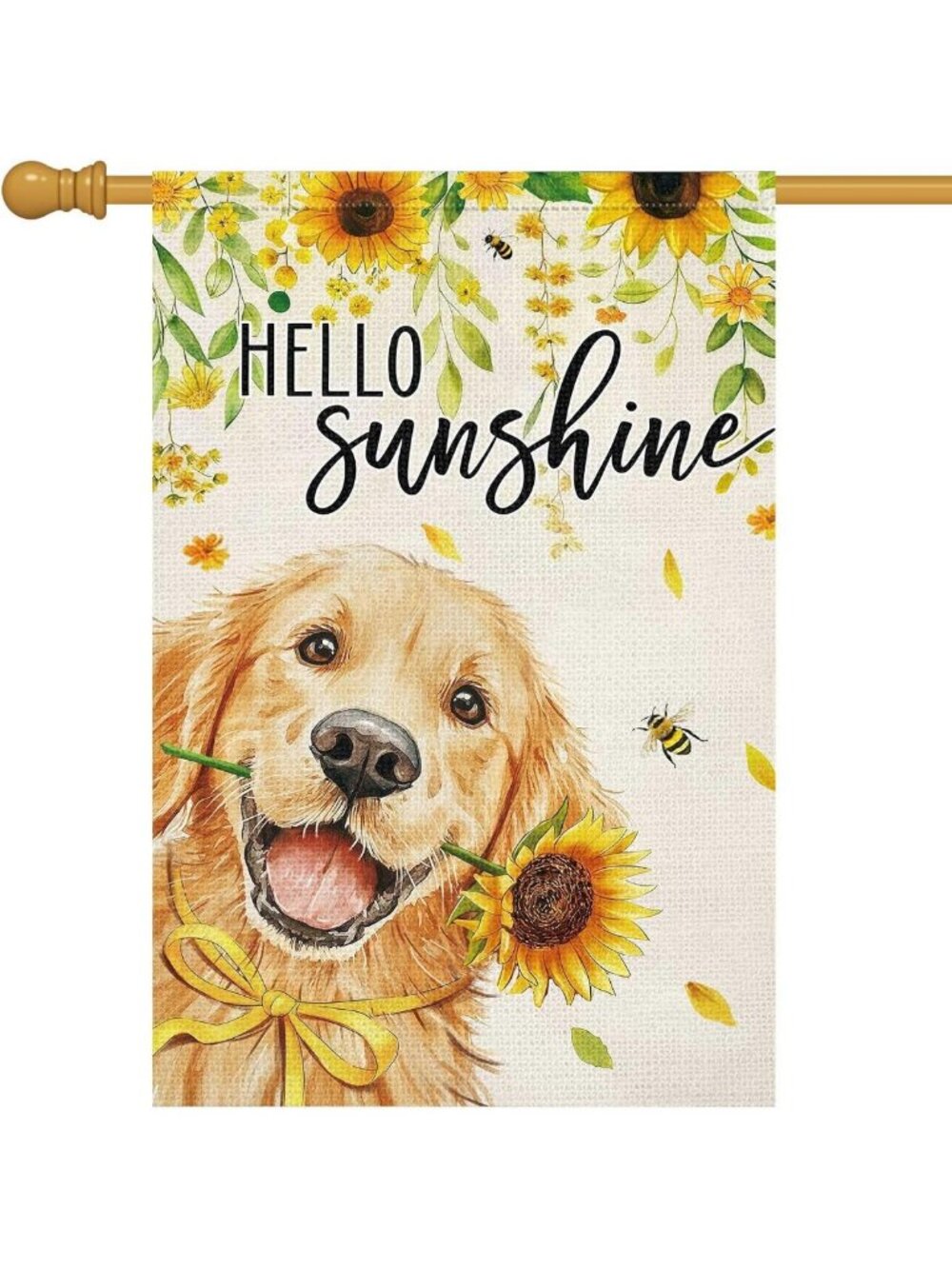Golden Retriever Garden Flag - Double-Sided Burlap Welcome Sign for Summer Decor